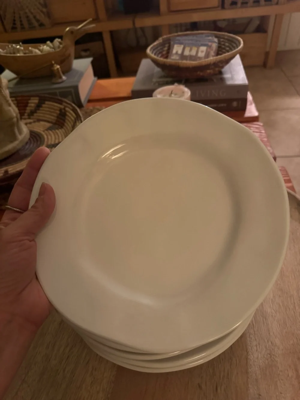 Crate&Barrel Rustic White Ceramic Salad Plate - set of 5
